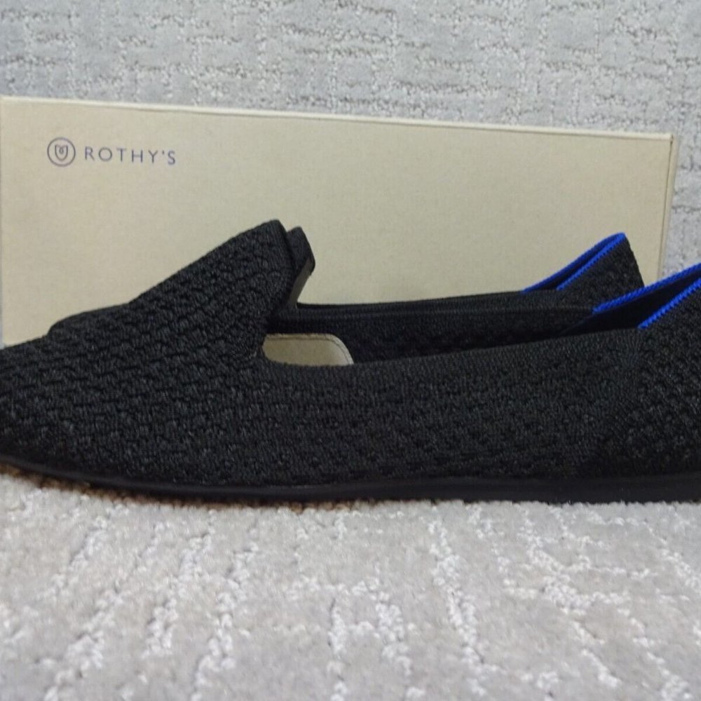 ROTHYS The Flat Black Honeycomb Round Toe Slip on Shoes Women's Size 7, 7.5, 9 - Picture 2 of 8